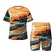 thumbnail image 1 of Balery Serene Ocean Sunset Conjunto de Pijama Infantil de Manga Corta con Estampado – Ropa de Dormir de Algodón Suave-3X-Large, 1 of 6