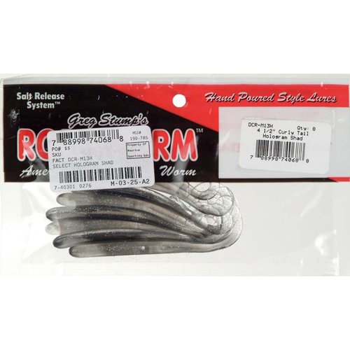 Roboworm 4.5 Curly Tail Lure, 10pk, Hologram Shad