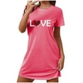 thumbnail image 2 of LADIGASU Women's Oversized Short Nightgown Fashion Chest Print Short Sleeve Nightdress, 2 of 3