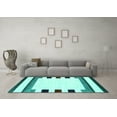 thumbnail image 3 of Ahgly Company Machine Washable Indoor Rectangle Solid Turquoise Blue Modern Area Rugs, 4' x 6', 3 of 4