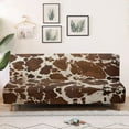thumbnail image 3 of Jiueut Brown Cow Pattern Armless Futon Covers, Anti-Slip Furniture Protector with Elastic Bottom Breathable Couch Cover without Armrests, 3 of 7
