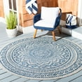 thumbnail image 2 of SAFAVIEH Courtyard Josiah Floral Medallion Indoor/Outdoor Area Rug, Light Grey/Blue, 9' x 9' Round, 2 of 9