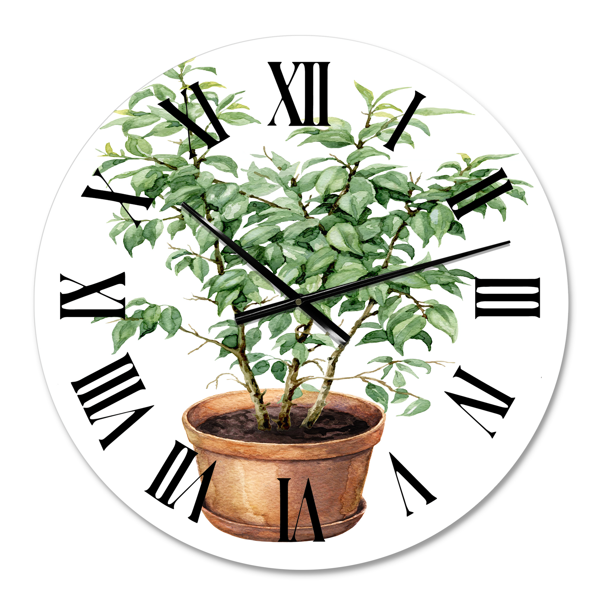 Designart 'Ficus Benjamina In Clay Flowerpot' Traditional Wall Clock