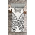 thumbnail image 3 of Ambesonne Folk Quilted Bedspread Set 2 Pcs, Monochrome Butterfly Graphic, Twin Size, White and Black, 3 of 3