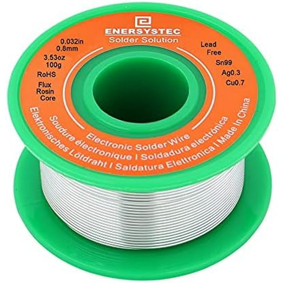 Lead-Free Solder Wire Thin 0.8mm 100g Electronics Soldering Rosin Flux Core Fine Gauge 0.032in Diameter Electrical Solder Unlead No Lead RoHS Sn99 Ag0.3 Cu0.7 Flow Well Soldering Wire$$