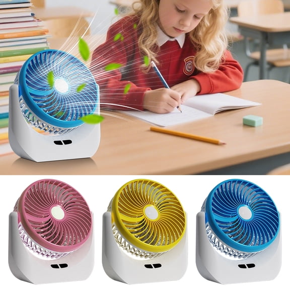 High Wind Desk Fan with Light USB Rechargeable Portable Mini Fan 3 Speed Settings Adjustable Angle for Home Office Travel by PALIFEUR