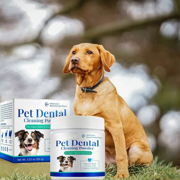 Natural Pet Dental Powder for Dogs & Cats â Breath Freshener & Plaque Remover, Daily Oral Care with Baking Soda & Enzymes ( Jar, Easy to Use)