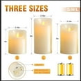 thumbnail image 4 of Luniquz Flameless Candles LED Lights Battery Candles 3-pack Moving Wick True Wax Electric Pillar Candles Votive Flicker Lights with Remote Control with Timer, 4 of 6
