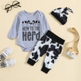 thumbnail image 2 of adviicd Baby Boy Outfits with Hat Baby Boy Clothes Plaid Letter Print Long Sleeve Hoodies + Long Pants 2PCS Fall Winter Outfits Set (Grey,0-3 Months), 2 of 7
