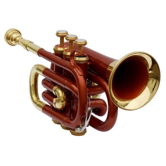 Pocket Trumpet Key Bb Pitch Brass Copper with Free Hard Case and Mouthpiece