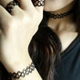 thumbnail image 3 of ZHAOCHENG Conjunto de gargantilla elástica de moda con anillo, pulsera y collar en negro, 3 of 5