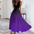 thumbnail image 2 of Maxi Maxi Robe, Robe Sans Manches Dégradé Mode Décontractée avec Col en V Robe Maxi Bohème, Robes d'Été pour Femmes, 2 of 5