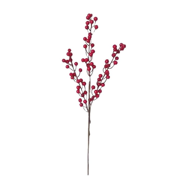 pdqouc 12 Pcs Tiges de Baies Rouges Artificielles Baies Rouges de Noël Branches de Houx Piques à Baies pour Arrangements Arbre de Noël Décoration Artisanale Maison Vacances Rouge