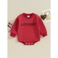 thumbnail image 2 of Suealasg Infant Baby Boys Valentine’s Day Romper 3M 6M 12M 18M Newborn Spring Playsuit Letter Print Long Sleeve Round Neck Bodysuits Jumpsuits for Boys Girls, 2 of 7