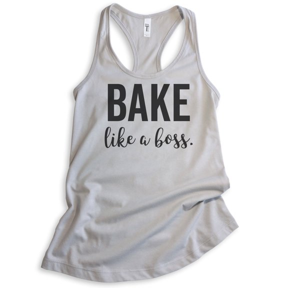Bake Like A Boss Tank Top, Ladies Racerback Tank Top, Girl Boss Tank, Baking Tank, Silver Gray, XX-Large