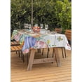 thumbnail image 2 of Outdoor Tablecloth with Umbrella Hole and Zipper, Spring Easter Rectangle Table Cloth 52x70 Inch Waterproof Tablecloth, Bunny Eggs Floral Leaves Farm Wooden Grain Picnic Table Cover for Patio Camping, 2 of 7