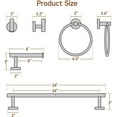 thumbnail image 2 of Fil-fresh Brushed Nickel Bathroom Hardware Set, 4-Piece Wall Mounted Bathroom Accessories Set, 24-Inch Towel Bar with Toilet Paper Holder, Towel Ring & Robe Hook, SUS304 Stainless Steel, 2 of 9