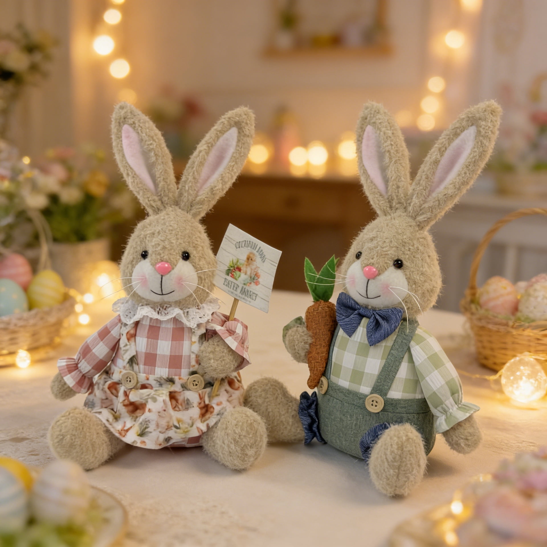Easter Bunny Plush Toy – Soft Stuffed Rabbit with Long Ears, Cute Fluffy Bunny for Kids & Toddlers, Perfect Easter Basket Stuffer & Spring Gift