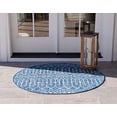 thumbnail image 2 of Unique Loom Outdoor Trellis Geometric Rug 6' x 6' Round Blue/Ivory, 2 of 2