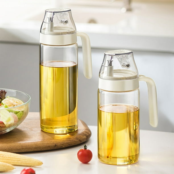 Xihbxyly Aceitera de Vidrio Transparente, Apertura Automática de La Tapa, Diseño Antigoteo, Mango Ergonómico Moderno, Versátil para Aceites y Condimentos, Esencial En La Cocina, Tamaño Grande o Peque