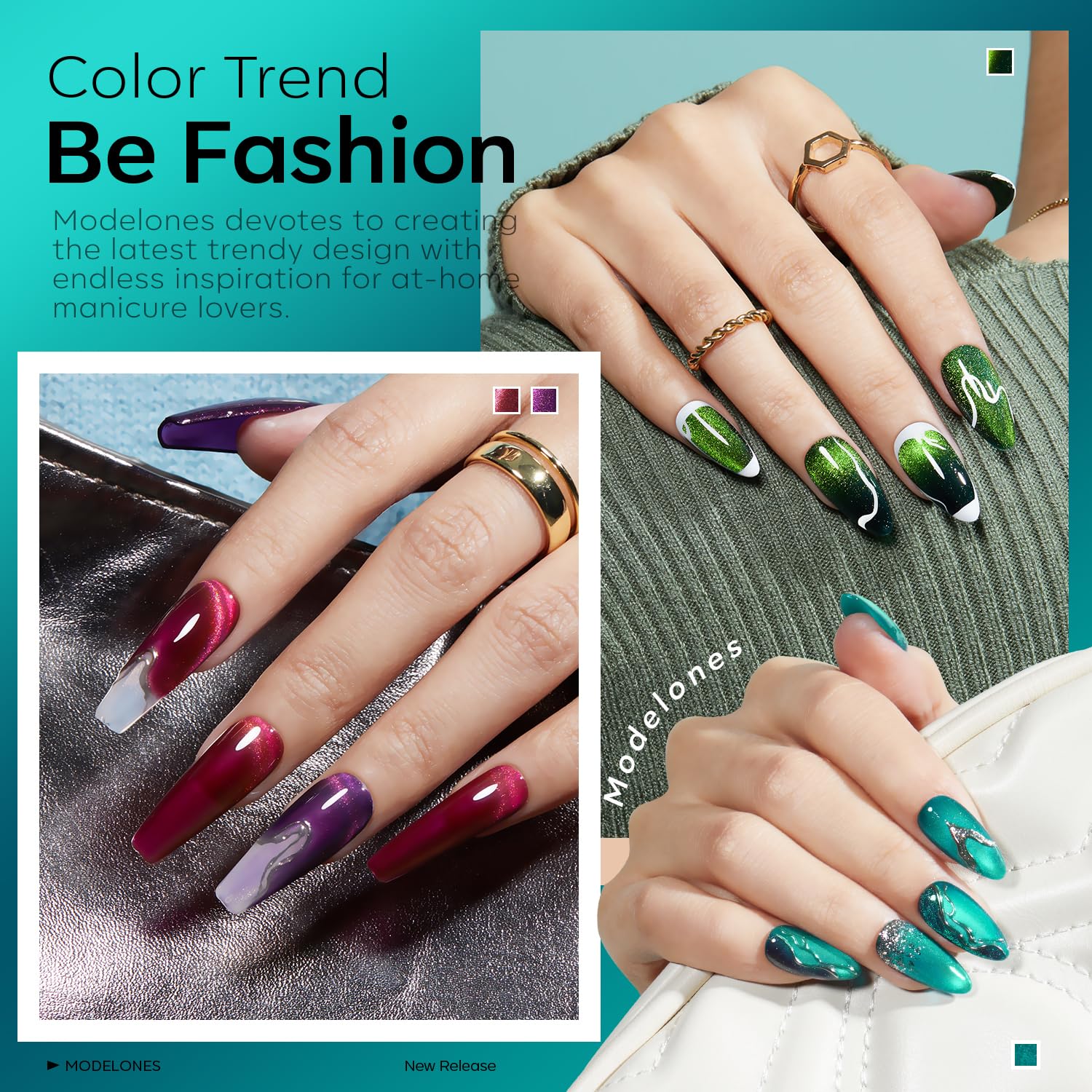 Modelones Cat Eye Gel Nail Polish, 6-Color Magnetic Set photo 4