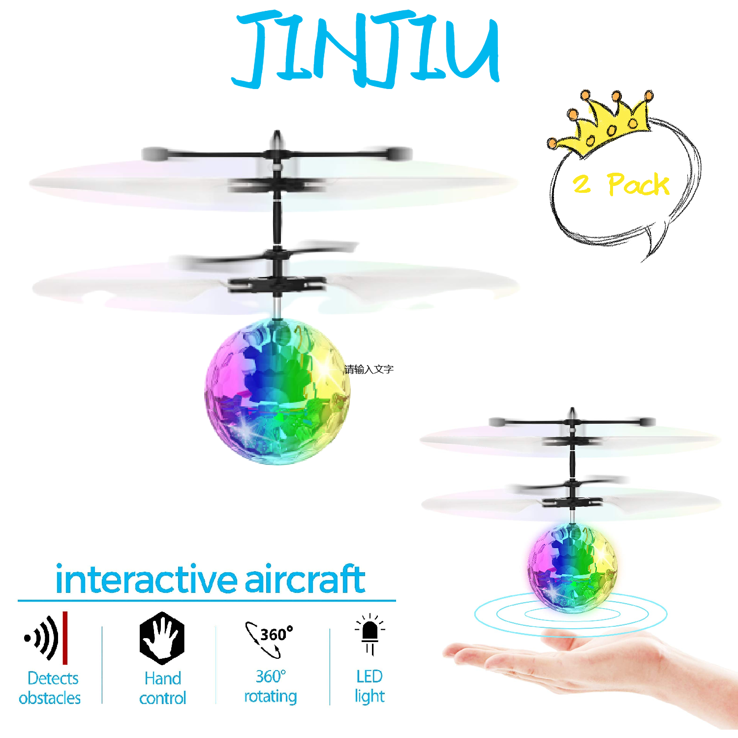 2 Pack Flying Ball RC Toys for Kids, Hand Controlled Mini Drones LightUp Flying Toy Helicopter