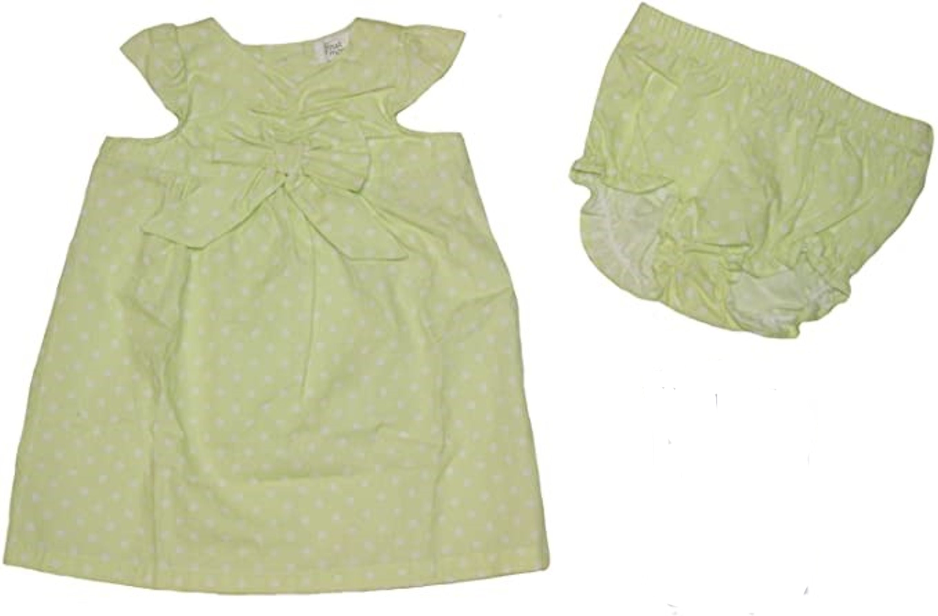 First Moments Baby Girls 2 Piece Lime Green Dress & Diaper Cover 3