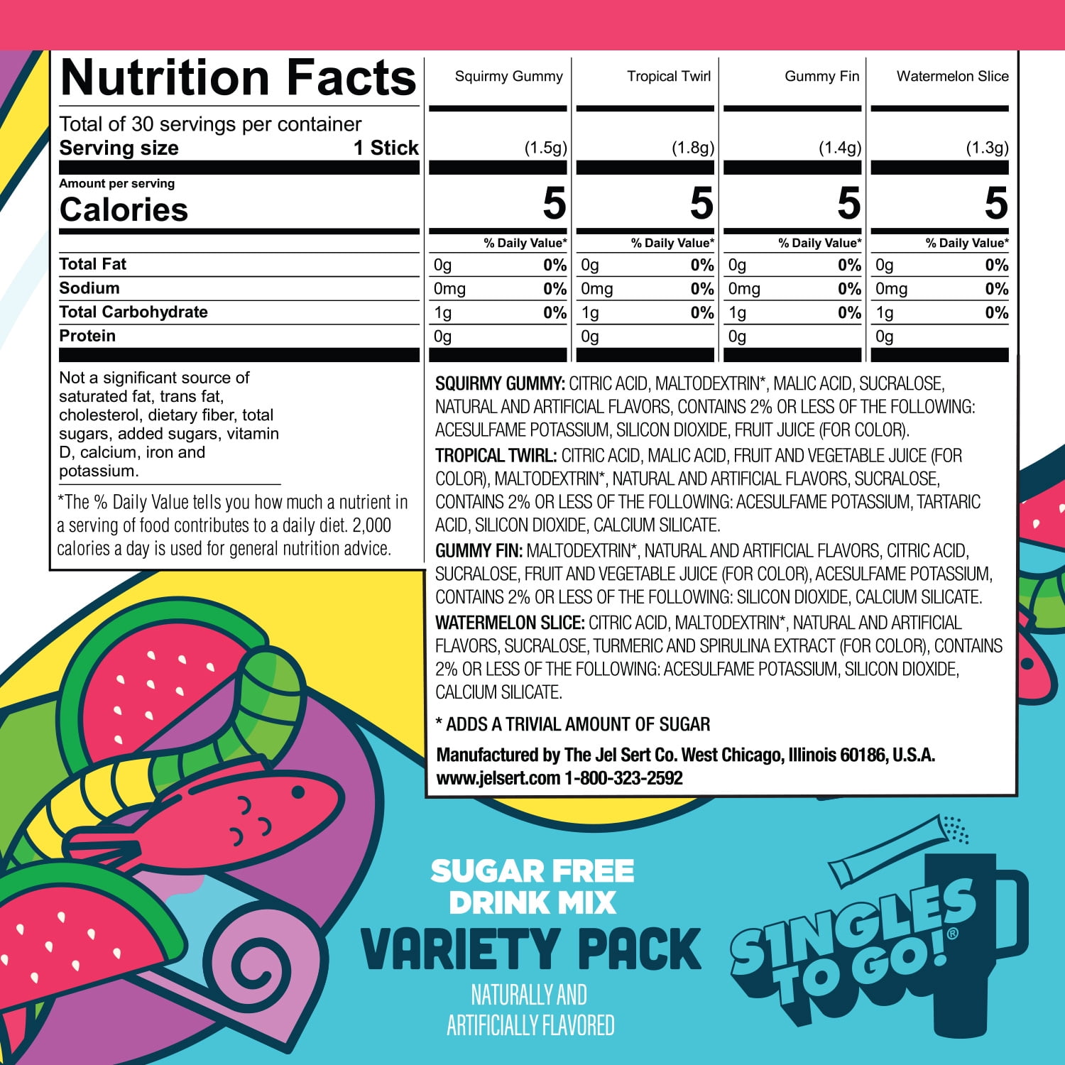 Wyler's Light WaterTok Singles to Go Powdered Drink Mix, Gummy Variety Pack, 30 Count
