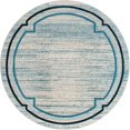 thumbnail image 1 of Unique Loom Oasis Haut-Bas Pile Bordure Rayures Tapis 7' x 7' Rond Bleu/gris, 1 of 1
