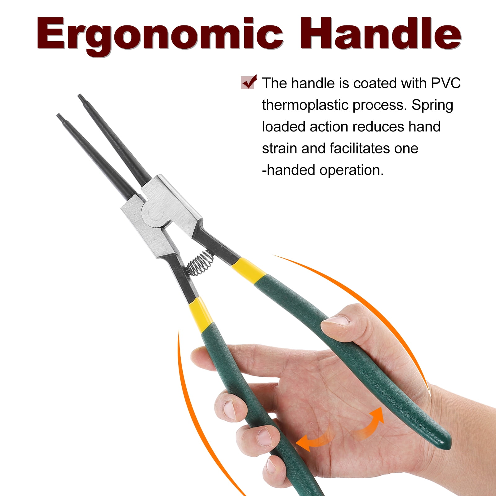 Snap Ring Plier 13" External Circlip Pliers with 0.12" Straight Jaw Tip for Ring Remove Retaining Pliers, Green