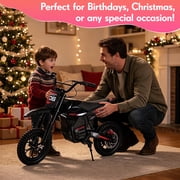 DuoDian Electric Dirt Bike for kids,850W Peak Motor 15.5MPH Top Speed, 6.8Miles Range 36V 4Ah Battery, 12*2.75 Inch Inflatable Tires, Rear Disc Brake For Road age 3-10,Black