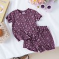 thumbnail image 4 of Coerni Toddler Baby Girl Summer Floral Clothes Ruffle Ribbed Knit Short Sleeves T-Shirt Tops + Shorts Cute Outfits Set, 4 of 9