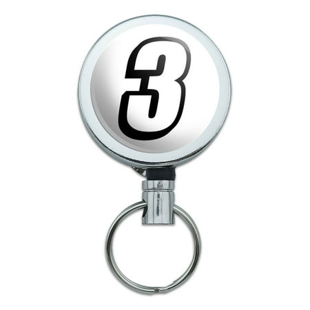 3 Number Three Retractable Belt Clip Badge Key