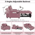 thumbnail image 4 of Pink Convertible Sofa Bed, 3-in-1 Futon with USB Ports & Cup Holder, Modern Upholstered Sleeper for Small Space, 4 of 9