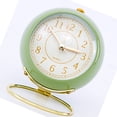 thumbnail image 2 of Reloj de metal de estilo europeo, ingenioso, silencioso, redondo, electrónico, de cuarzo, para niños, para sala de estar, dormitorio, color verde., 2 of 5
