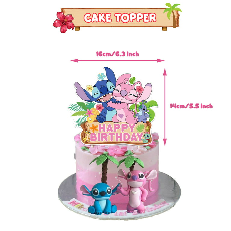 EZParty Happy Birthday Stitch Angel Cake Topper Decoration for Kids Party  Event Decor (Stitch)