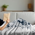 thumbnail image 3 of Anchor Soft Flannel Fleece Blanket, Adventure and Exploration Themed Arrangement with Swirls and Paisley Shapes, Cozy Plush for Indoor and Outdoor Use, 70" x 90", Dark Blue and White, by Ambesonne, 3 of 5
