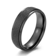 thumbnail image 2 of 6mm Blue/Black/Silver Frosted Band Womens Titanium Steel Wedding Rings Size 6-11, 2 of 7