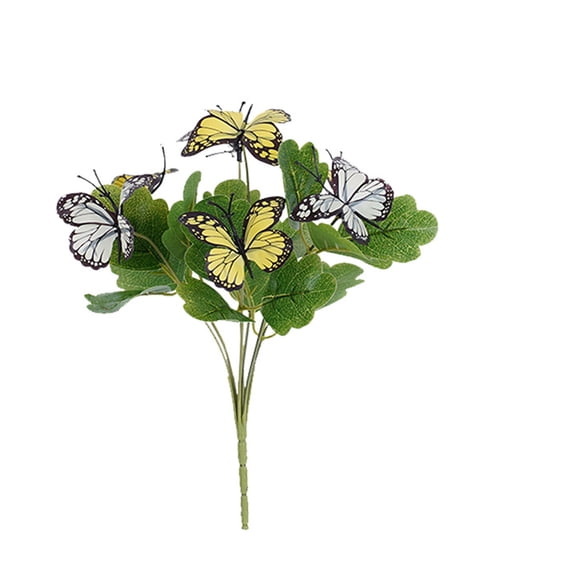 Realistic Yellow Artificial Butterflies and Flowers for Wedding Bouquet Decor