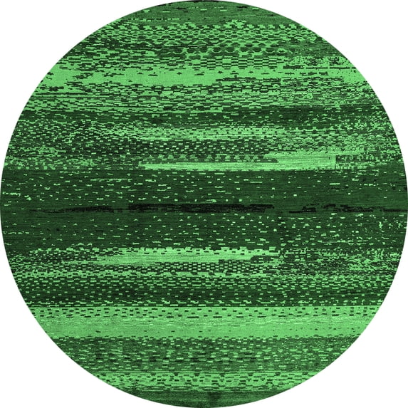 Ahgly Company Indoor Round Oriental Emerald Green Modern Area Rugs, 8' Round