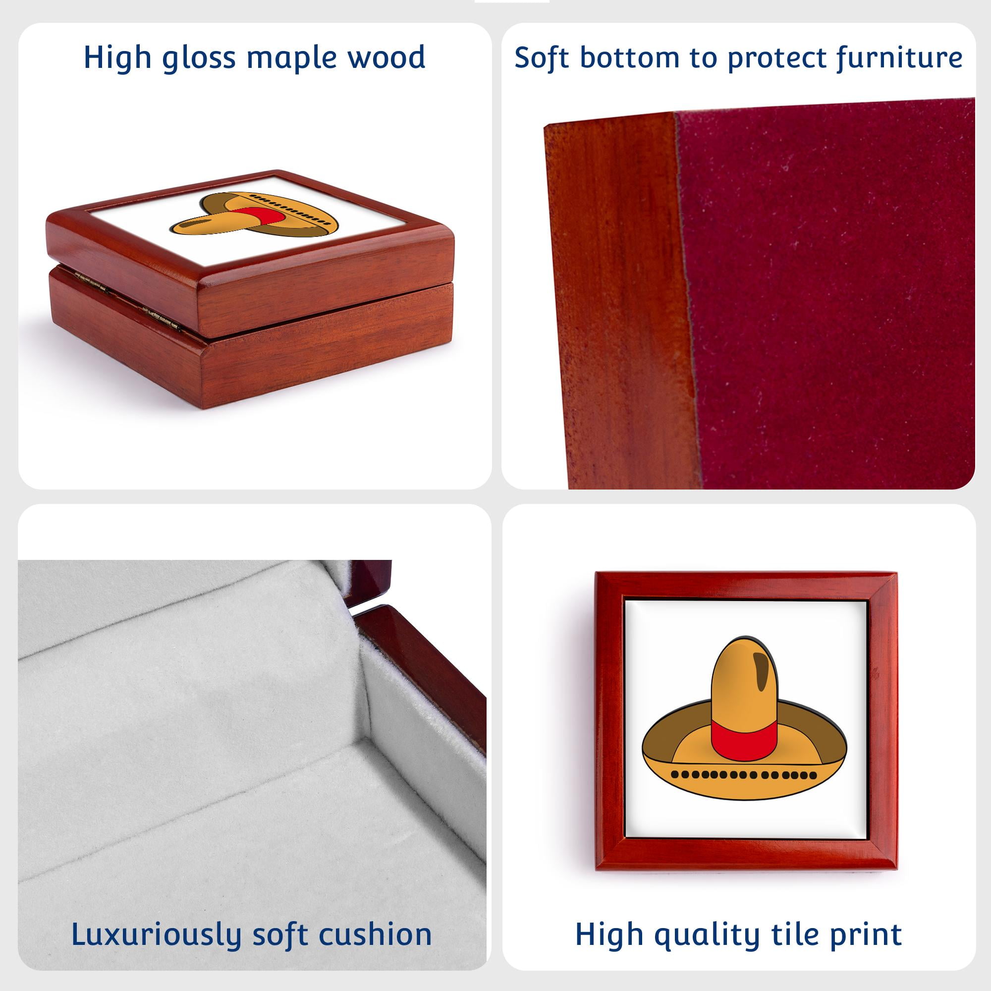3dRose, Mexican Sombreo, Jewelry Box 5.5x5.5 inch with 4 inch tile