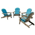 thumbnail image 2 of Ariel Outdoor Acacia Wood Folding Adirondack Chairs with Cushions (Set of 4), Gray and Dark Teal, 2 of 10