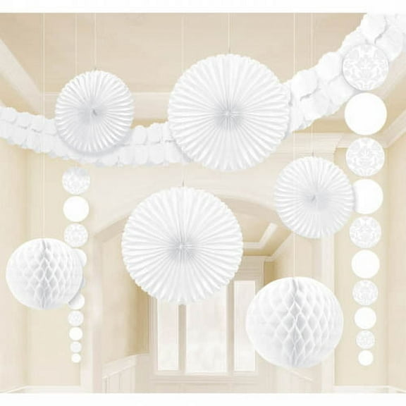 Various White Damask Deluxe Room Decorating Kit (9pc)