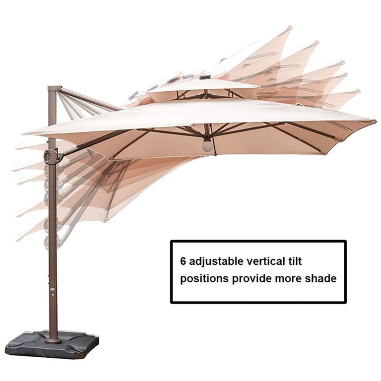 abba patio 9 by 12 feet rectangular offset cantilever umbrella Abba Patio 9x12ft LED Cantilever Umbrella with Tilt & Cross Base, Wide  Coverage for Garden & Pool, Beige