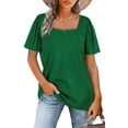 thumbnail image 2 of Guardurnaity Camiseta de algodón para mujer, camiseta informal con cuello cuadrado para mujer, para adolescentes, para viajes, senderismo, moda de Prendas para la parte del cuerpo Verde XXL, 2 of 6