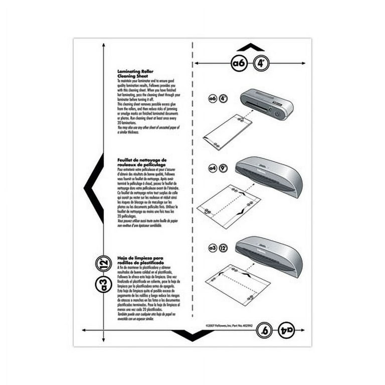 Laminator Cleaning Sheets, 3 to 10 mil, 8.5
