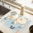 thumbnail image 2 of Yayeee Drying Mat for Kitchen Counter Dishes Microfiber Coffee Decorative Pad, Green Cute Rabbits, 2 of 9