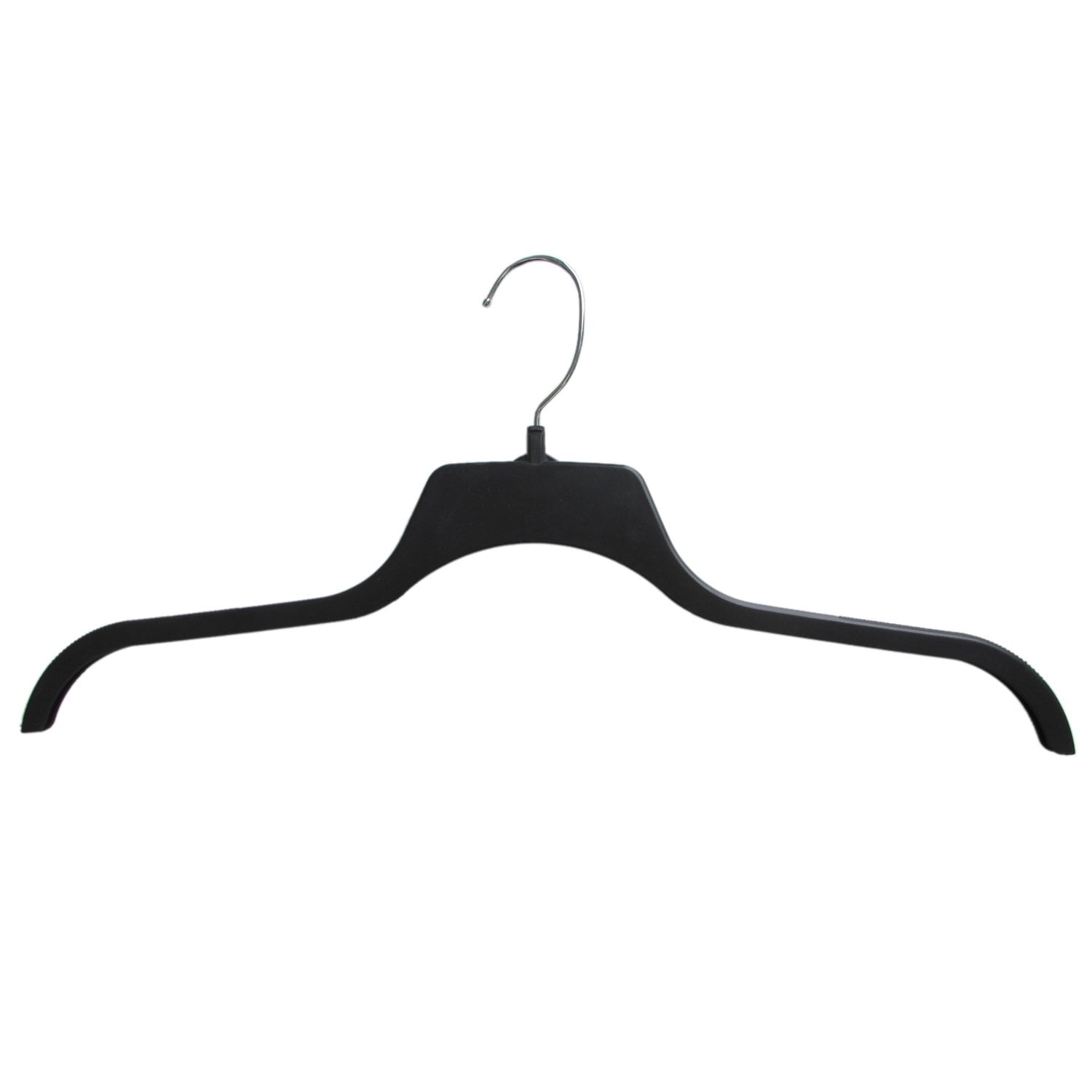 Hanger Central Black Heavy Duty Recycled Plastic Non Slip Sweater Garment Hangers with Polished Metal Swivel Hooks, 19 Inch, 100 Pack
