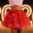 thumbnail image 2 of POIUYTR Women's Light Up Layered Skirts Summer Sparkly Sequin Elastic Waist Mesh Mini Skirt Party Costume Skirts, 2 of 5