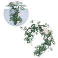 thumbnail image 2 of Guirnalda artificial de eucalipto de 1,8 metros con flores, camino de mesa, guirnalda verde rosado, 2 of 9